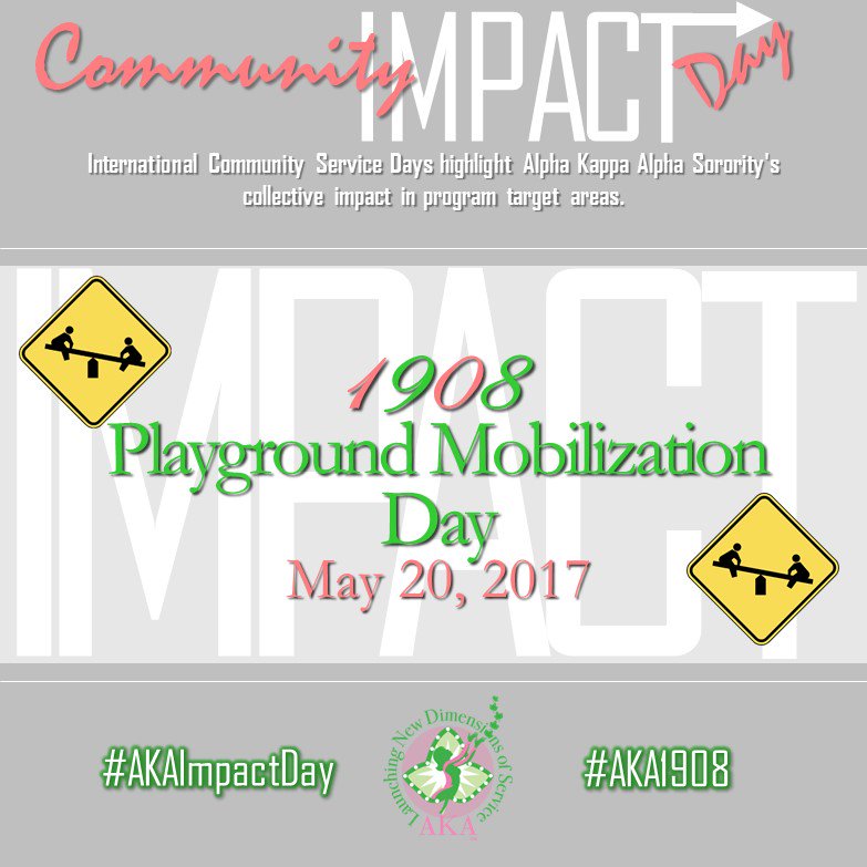 akasorority1908's tweet photo. Are you ready for Community Impact Day? Join us to restore, refresh &amp; renew a community playground this Saturday! #AKA1908 #AKAImpactDay https://t.co/NCiDRCRY0N