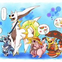 DistortedForce's tweet image. "I'd say I was the cutest by far!" *Giratina said proudly, ignoring the fact of there being 2 of her in one of the photos*