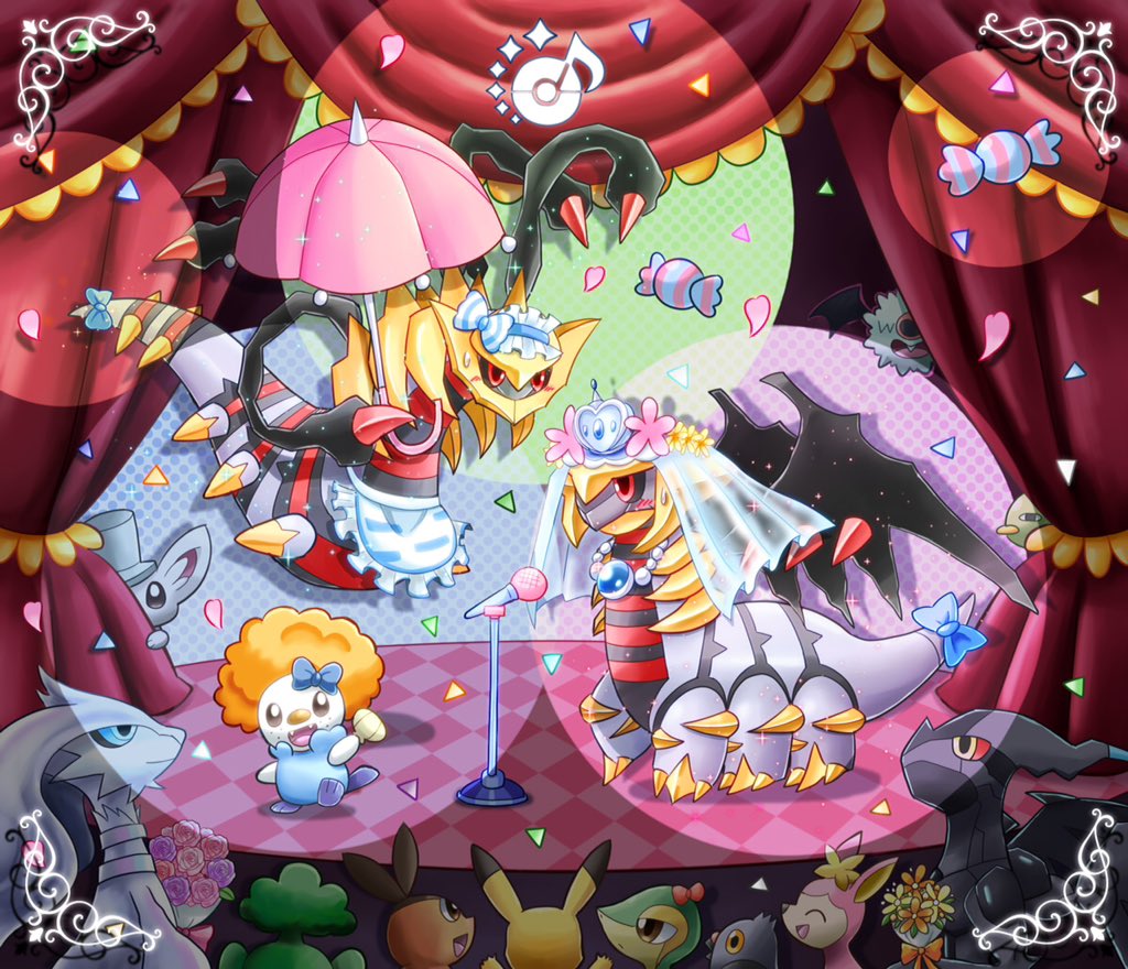 DistortedForce's tweet image. "I'd say I was the cutest by far!" *Giratina said proudly, ignoring the fact of there being 2 of her in one of the photos*