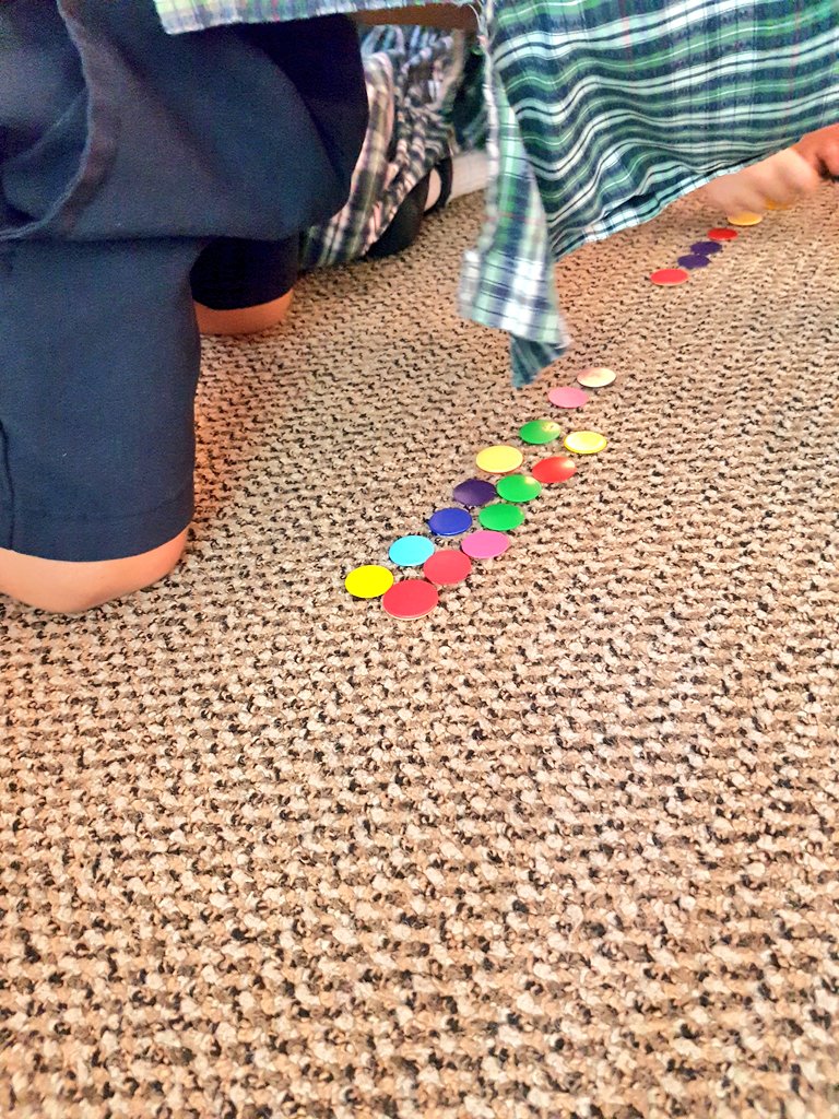 EYideas1's tweet photo. Whole carpet doubling using dice and counters! @TanglinTrust @Reception_TTS #maths #EYtalking #handsonslearning #concretelearning https://t.co/AJdk0AuIk2