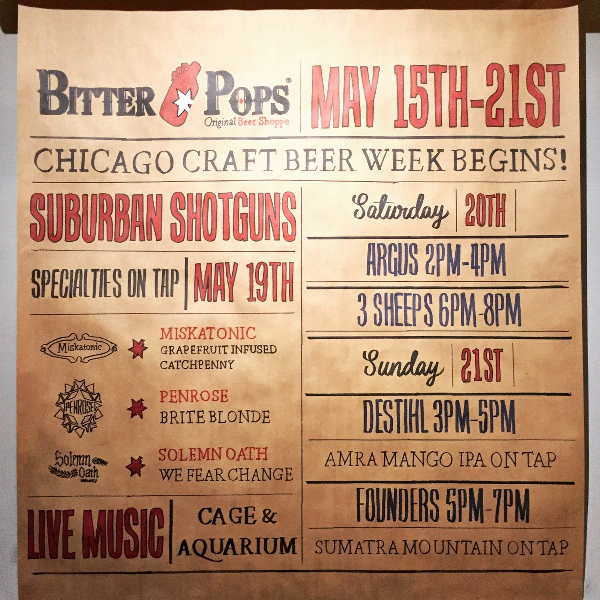 BitterPops's tweet photo. @chibeerweek @MiskatonicBeer @penrosebrewing @solemnoathbeer @CageAndAquarium @argusbrewery @3SheepsBrewing @destihlbrewery @foundersbrewing https://t.co/TJRZ5Act6s
