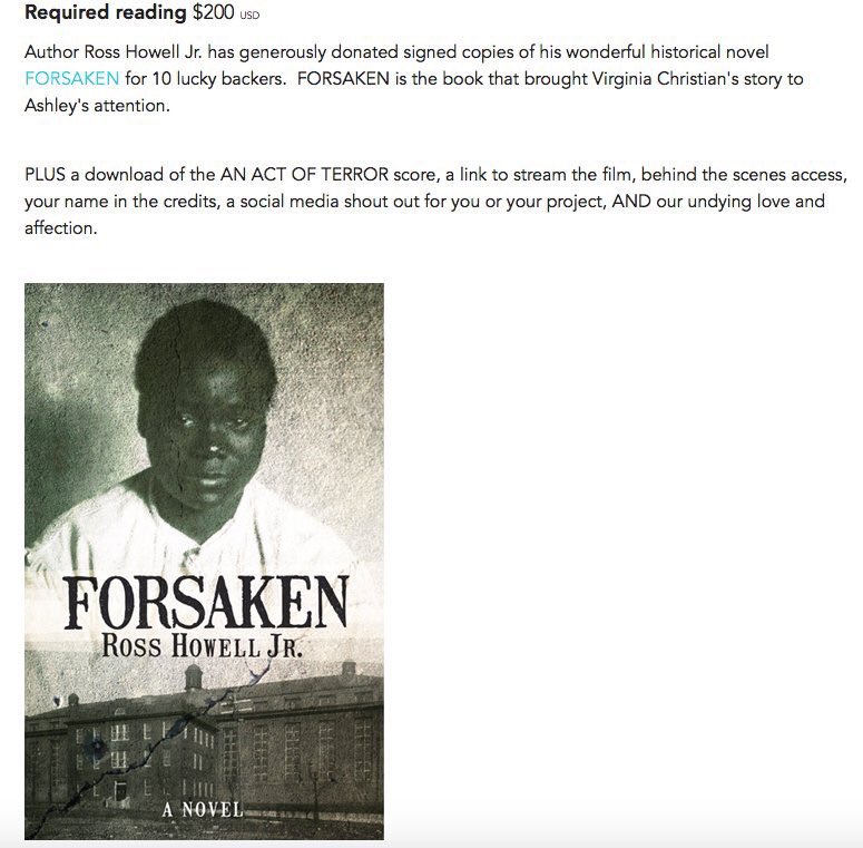 Just 3 signed copies of FORSAKEN by <a href="/rosshowelljr/">ross howell jr.</a> left!! Get yours now: seedandspark.com/fund/anactofte… #MakingAMurderer #HERstory #crowdfunding