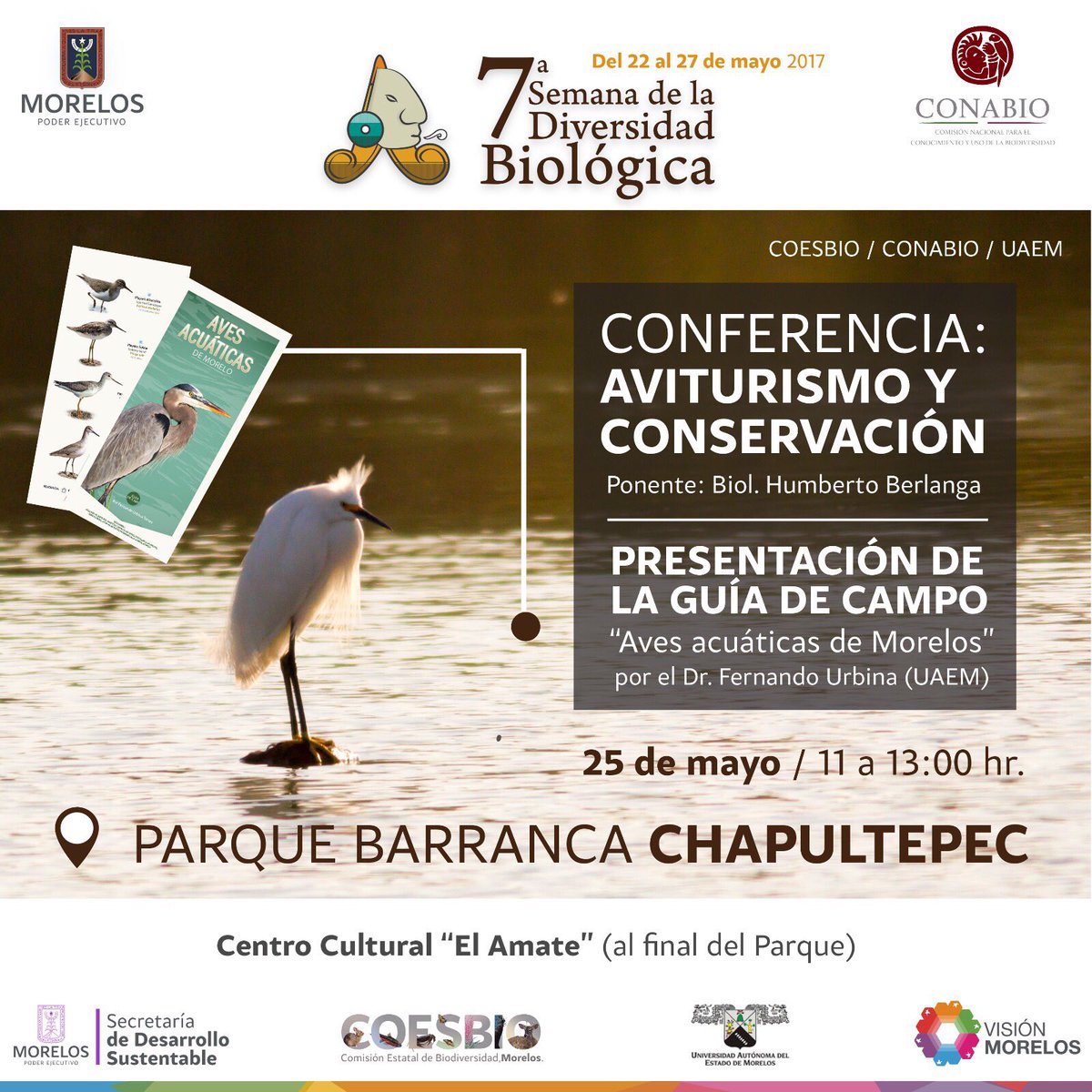 TopiltzinCM's tweet photo. Asiste a la conferencia de Aviturismo y a la presentación de nuestras primer guías de fauna en el marco de la 7 Semana de la Biodiversidad https://t.co/3nUs1JPH6q
