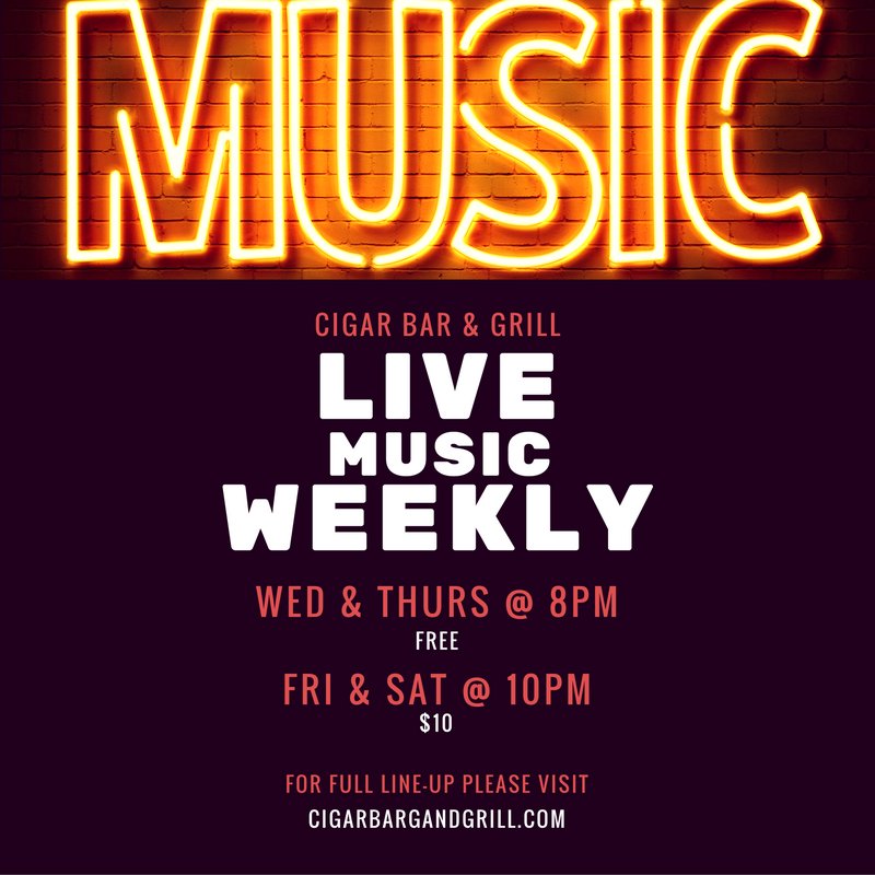 cigarbarsf's tweet photo. #LiveMusic this week by: • #NoCoasters 5/17 • #ProyectoLando 5/18 • #JulioBravo 5/19• #Candela 5/20 #SFmusic 🎶 https://t.co/pKoyaCIri4