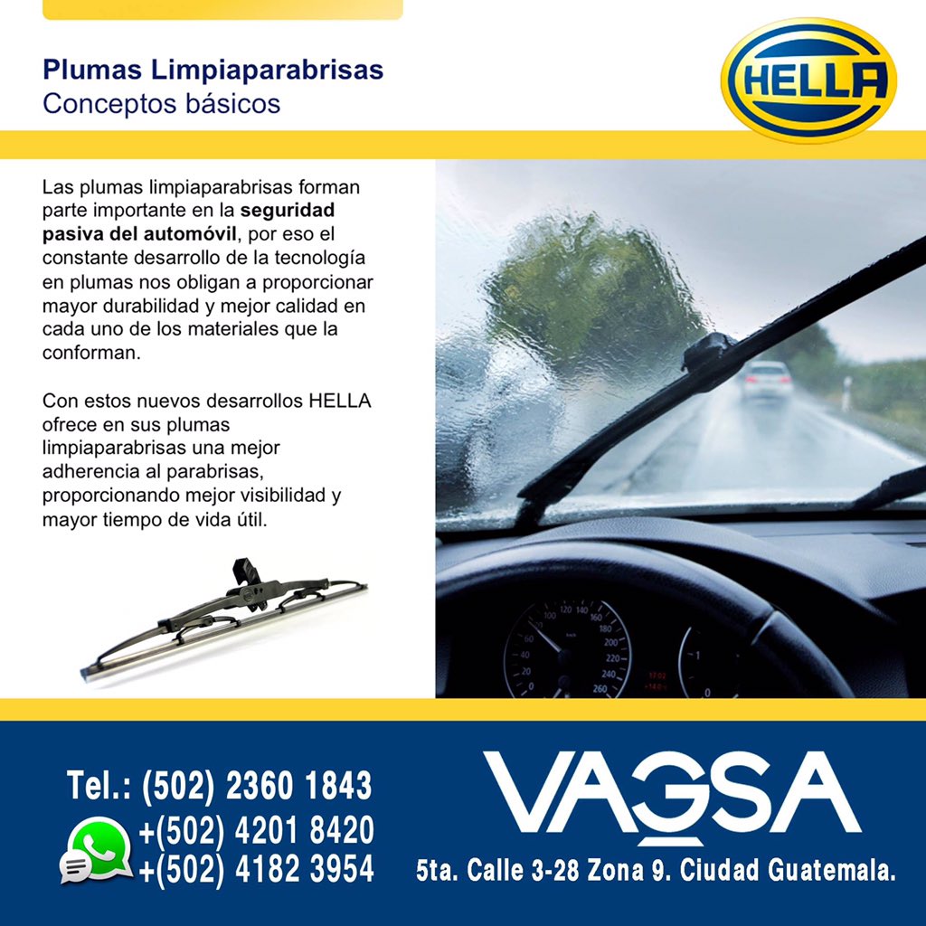 Vagsagt's tweet photo. Consiga una buena visibilidad con Limpiaparabrisas Hella.
#Hella #VagsaHella #vagsa #VAGSAAccesorios #VAGSARepuestos https://t.co/Tb7xMFlozt