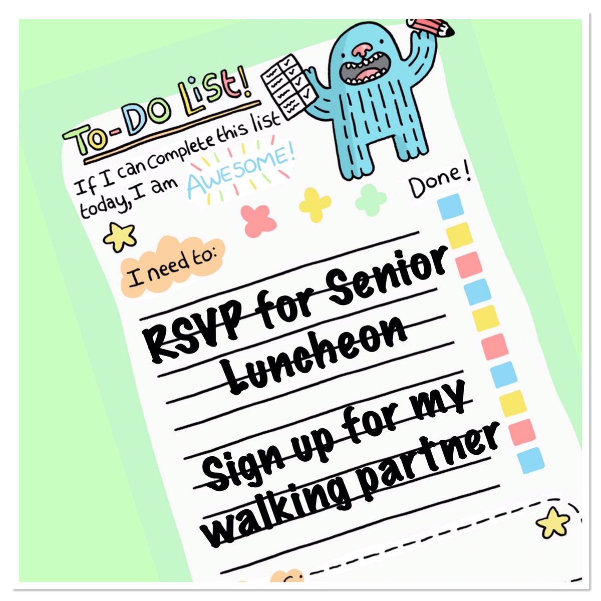 Mannford_2017's tweet photo. Tomorrow is you last chance to RSVP for the Luncheon or to sign up for a walking partner. Already done with classes, message me for either! https://t.co/7tx3tR0toy