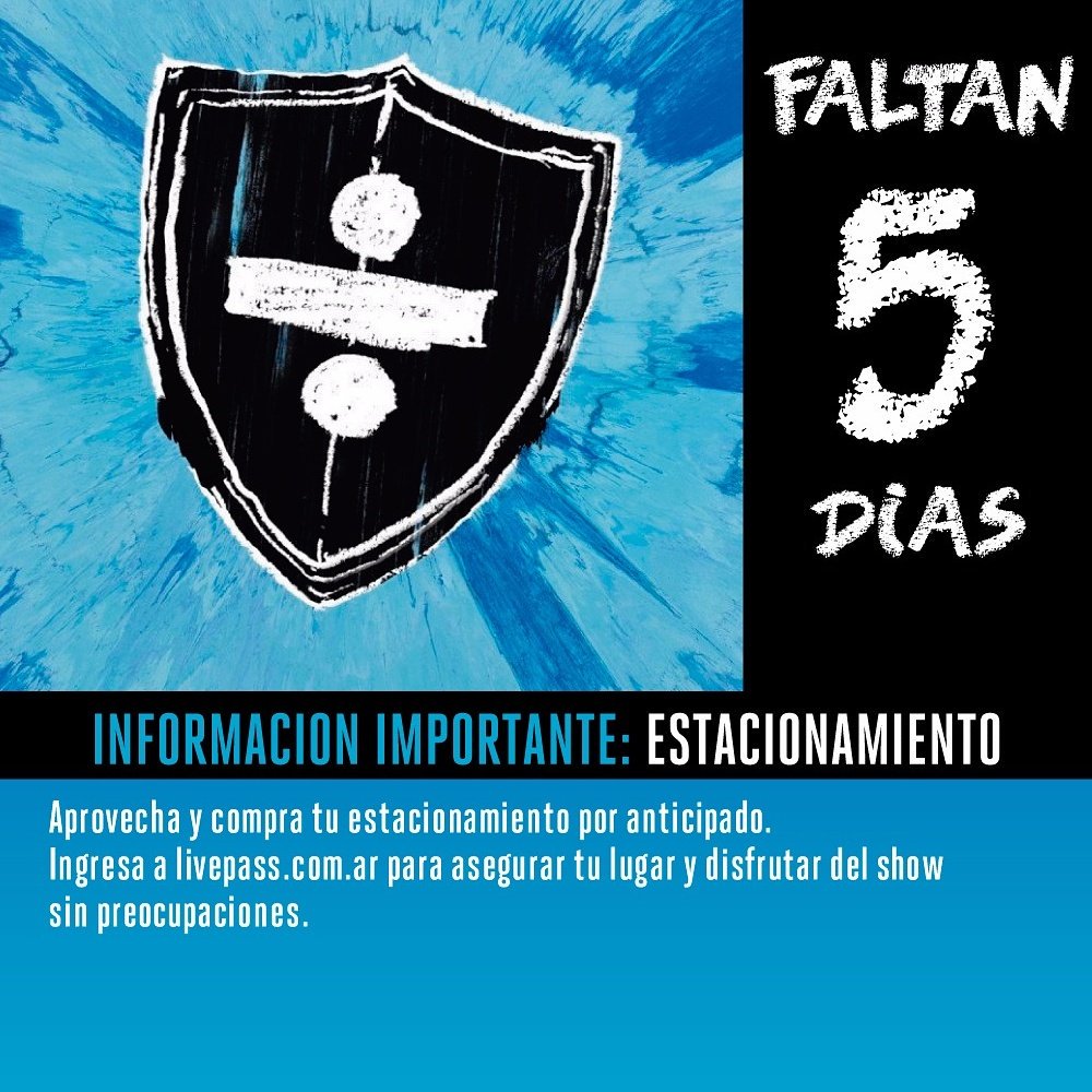 moveconcertsarg's tweet photo. Menos de 5 días... ¡Se viene @edsheeran  en Argentina!

Últimos 🎫 y estacionamientos en https://t.co/CRhwDeXjw3 https://t.co/P3tlaCLuPM
