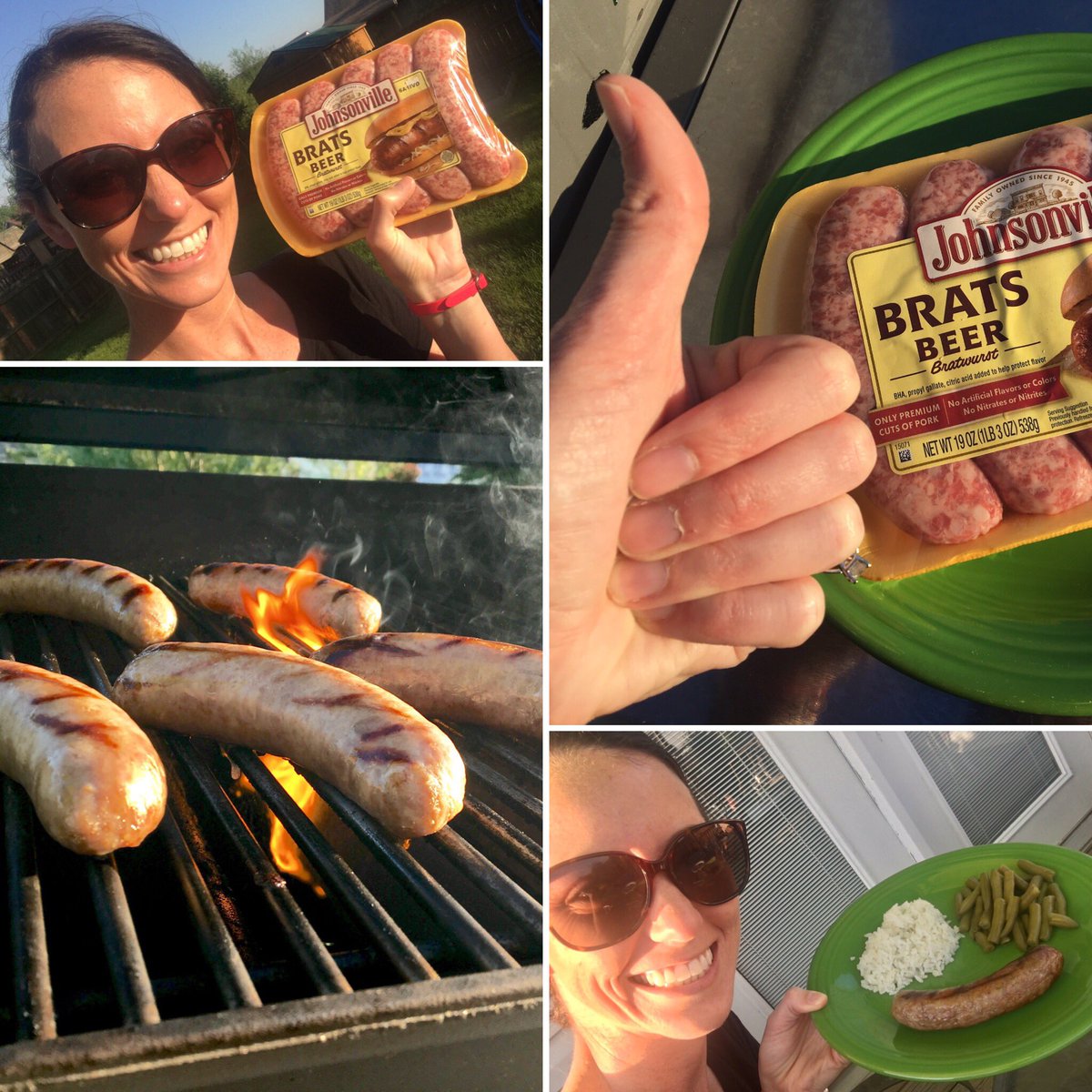 KerryH0we's tweet photo. @Johnsonville #Brats makes everyone HAPPY!! (Look at that Happy plate! 😃) #FirstBratsContest https://t.co/SqMNIXYxR9