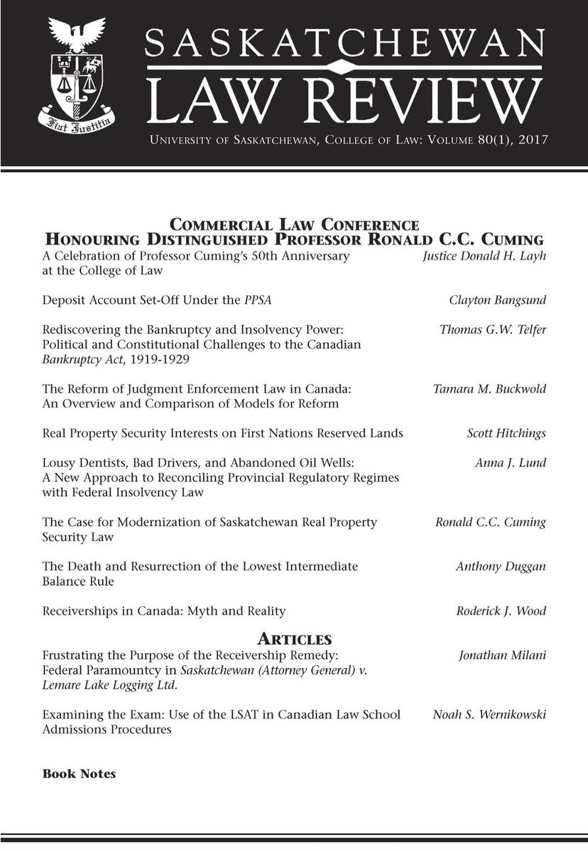 Introducing issue 80:1 of the #SaskLRev. This issue honours Distinguished Professor Ron C.C. Cuming and his 50 years at the College of Law.