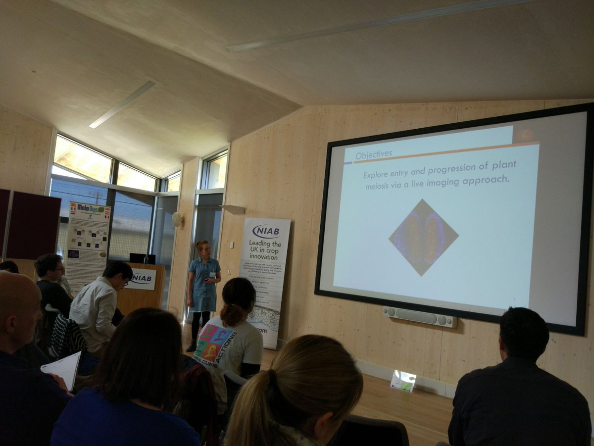 COMRECFellows's tweet photo. #COMREC ESR Maria Prusicki sharing her progress on developing #livecellimaging of #meiosis at the annual meeting last week at #NIAB. https://t.co/fjBO3w8APw
