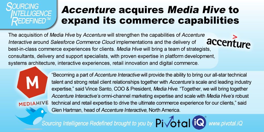 @mediahive acquisition gives @AccentureSocial ability to deliver integrated #ecommerce experiences leveraging @salesforce #Commerce #Cloud