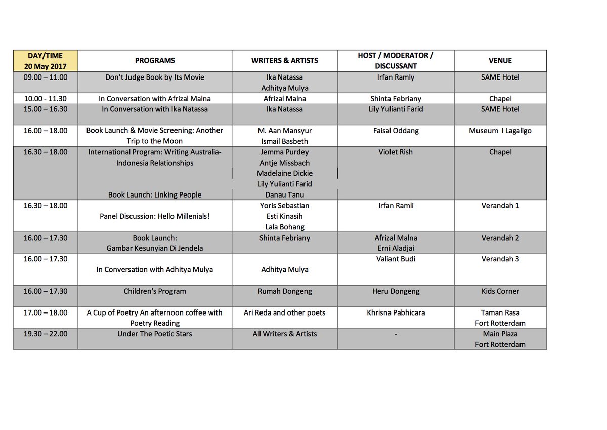 Berikut jadwal MIWF 2017 yang resmi dimulai besok!