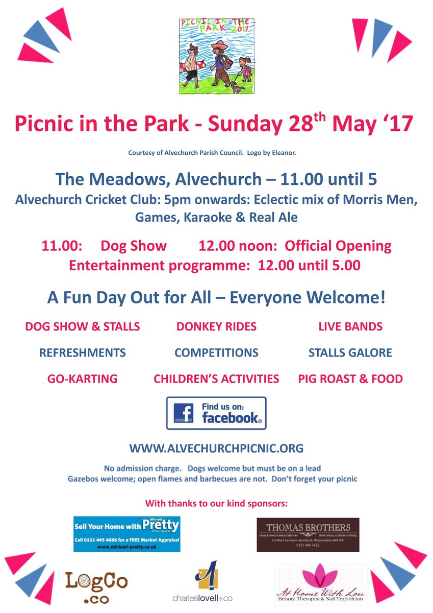 Why not pop along to Alvechurch on Sunday 28th for 'Picnic In The Park'. A great family day out.