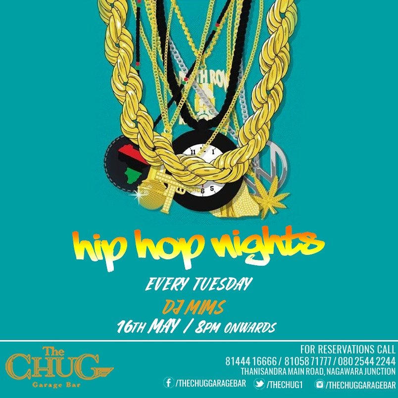 Thechug1's tweet photo. TONIGHT || HIP HOP NIGHT || DJ MIMS
Call: 8144416666 / 8105871777 / 08025442244

#Chugin #thechuggaragebar #Manyatatechpark #bengaluru https://t.co/AUQPUmXB7Q