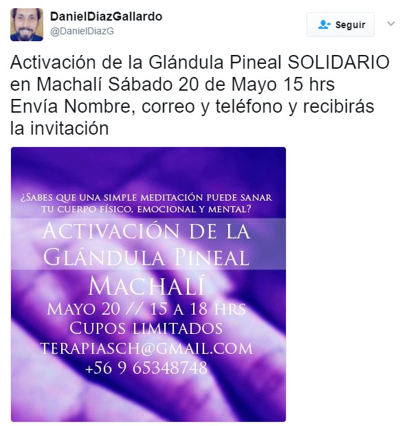 Activación de la Glándula Pineal SOLIDARIO en Machalí Sábado 20 de Mayo 15 hrs Envía Nombre, correo y teléfono y recibirás la invitación