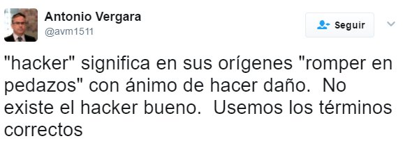 "hacker" significa en sus orígenes "romper en pedazos" con ánimo de hacer daño.  No existe el hacker bueno.  Usemos los términos correctos