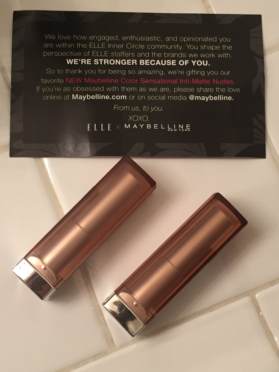 LAmamma1's tweet photo. New improved @Maybelline lipstick packaging! Excited to try two matte nude shades courtesy of #elleinnercircle Your thoughts? @ELLEmagazine https://t.co/2G3IXYAF3a