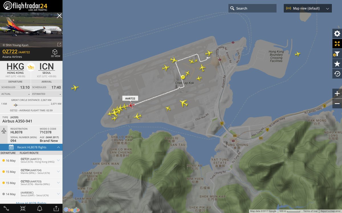 flightradar24's tweet photo. ✈️ @AsianaAirlines 1st @Airbus A350 entered service yesterday. Departing now on its fourth revenue flight.

📡
 https://t.co/TllXPO7aiM https://t.co/2XOnXTFfFE