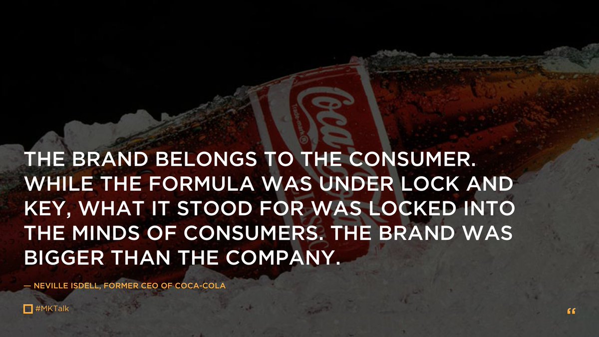 MKTBenchmark's tweet photo. "The Brand Belongs To The Consumer"
- Neville Isdell, Former CEO of Coca-Cola.
#MKTalk https://t.co/XjKCR5eSxk