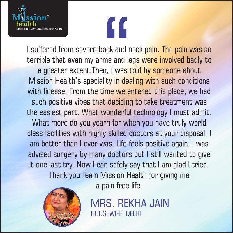 MyMissionHealth's tweet photo. #delhi home maker,struggled with a severe back pain but post treatment @ #MissionHealth says“Life's Positive Again!” https://t.co/ROXJ6jC4Y9 https://t.co/8r7n4DASQn