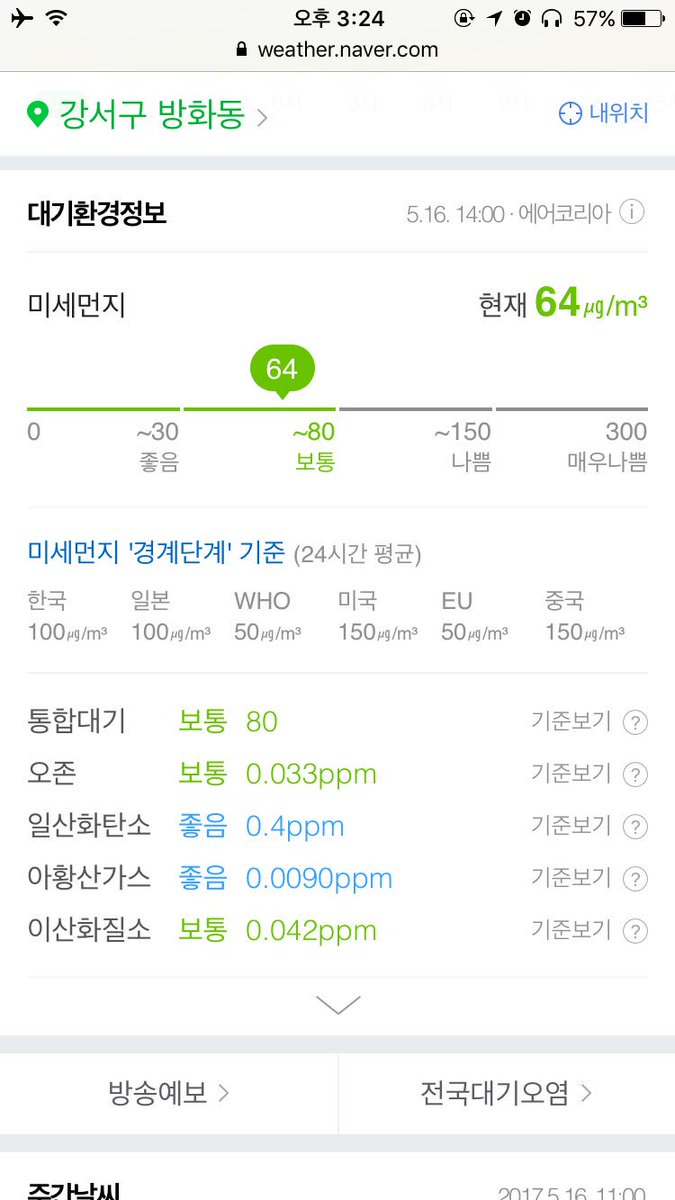 mybona's tweet photo. 미세먼지가 보통이라는데.. 이 정도가 보통이면 나쁨/매우나쁨은 어느 정도란 말이지 https://t.co/OxbwqozEiN
