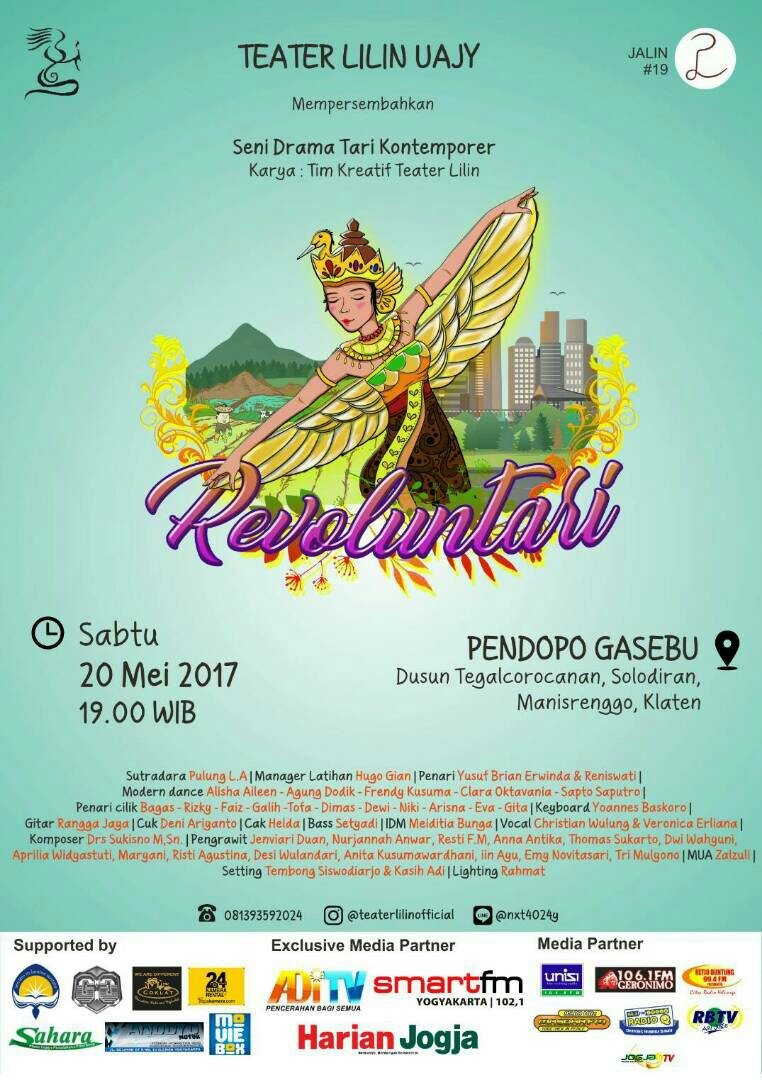 20/5/2017 19.00 | Teater Lilin UAJY “Revoluntari” | Pendopo Gasebu, Manisrenggo, Klaten | CP: 081393592024