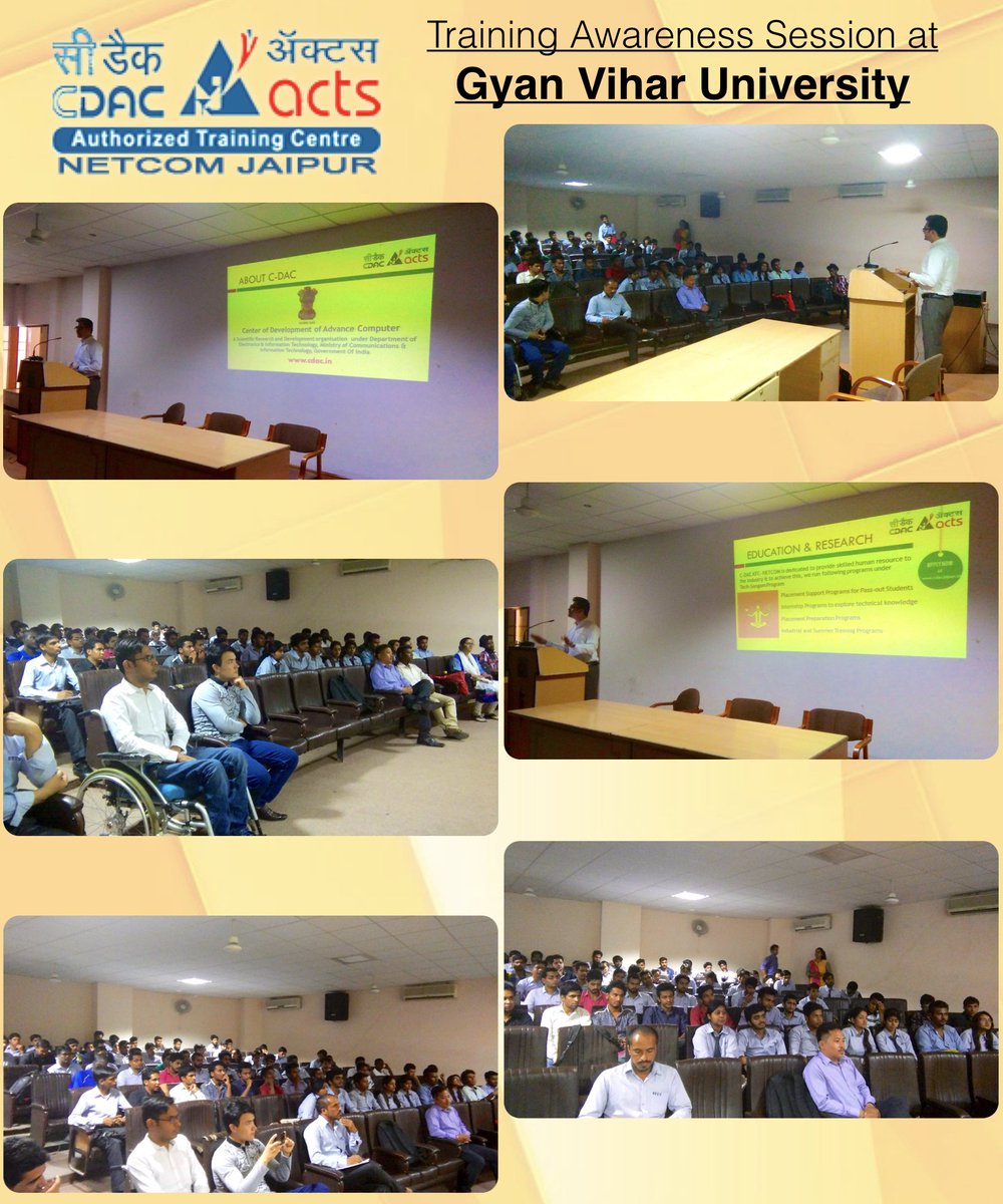 CDACATCJAIPUR's tweet photo. @CDACATCJAIPUR Organizes #Training Awareness Session &amp; #Placement Support Program #TechSangam at #SureshGyanViharUniversity https://t.co/6xCBm7gL0j