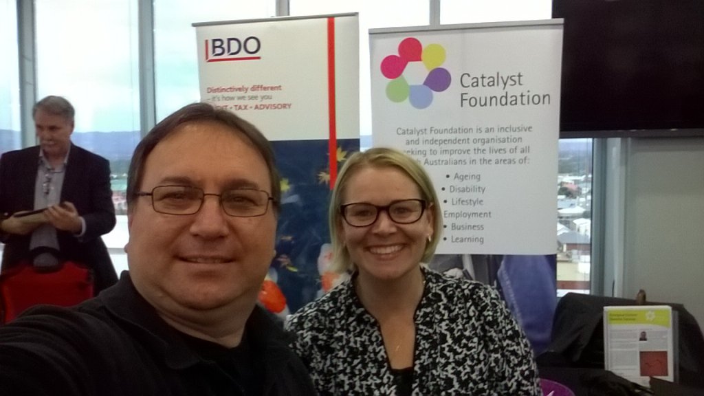 CatalystFndn's tweet photo. @partnershipper & @mcstruds at #NDS & #PKFKennedy Tech Expo, talk to us about the #TechSymposium17 @BDOAustralia https://t.co/Q5BZE1dUPs
