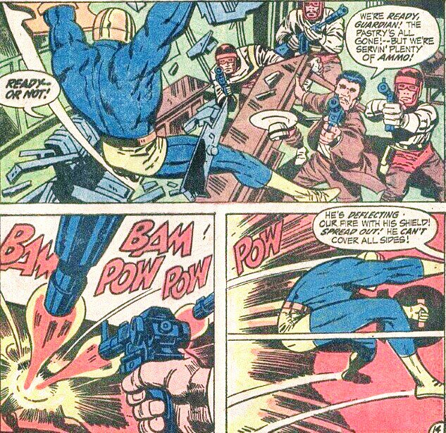 Intergang_'s tweet photo. @Intergang_ is attacked by Guardian in their mobile base. Mannheim &amp; other agents attempt to repel boarders. @DarkseidNewGods is not amused. https://t.co/Sr9FBLHuQk