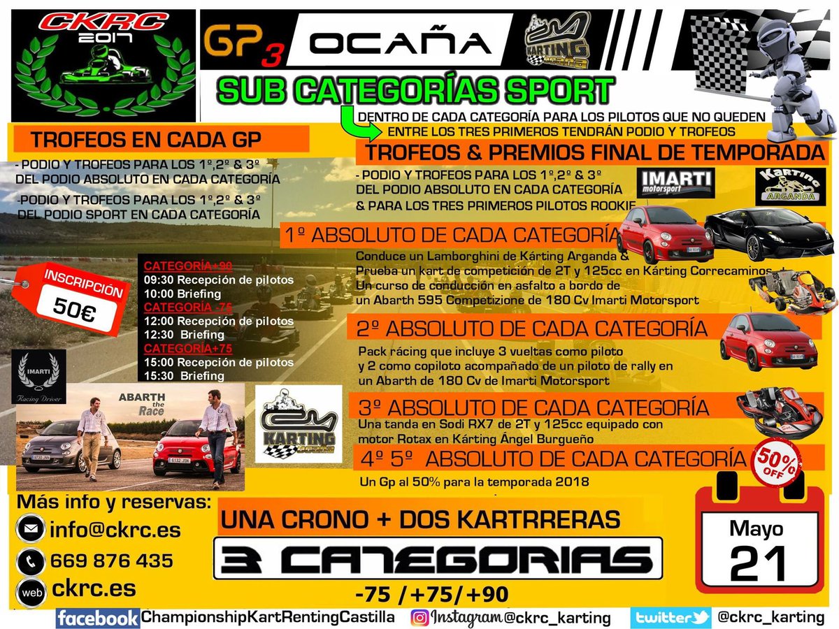 CKRC_KARTING's tweet image. Este domingo volvemos con el  GP Ocaña !!
Últimas plazas disponibles !!