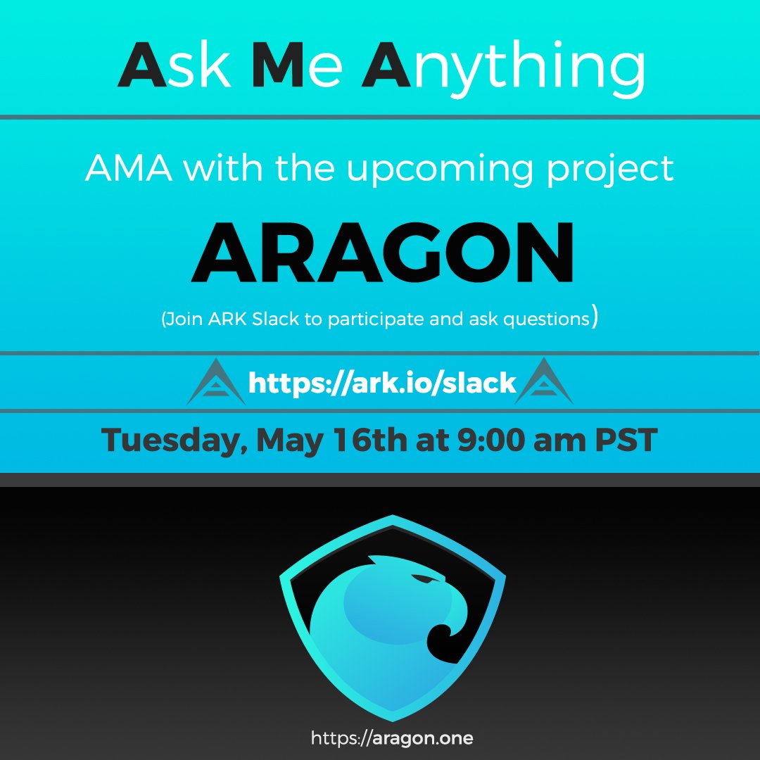 ArkEcosystem's tweet image. #AMA with @AragonProject (@licuende) in $ARK Slack, today at 9am PST. 
#blockchain #cryptocurrency #decentralization
ark.io/slack