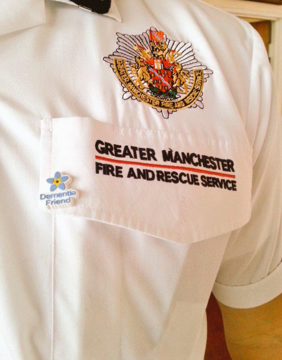 salfordfireteam's tweet photo. As part of #dementia awareness week #BlueWatchIrlam have joined the @DementiaFriends network to recognise &amp; support people with dementia https://t.co/6IGkLyE80z