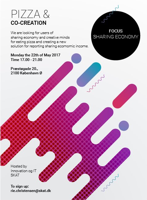 Vil du gøre en forskel: #co-creation @Skat_DK <a href="/Skattefar/">Skattefar</a> #sharingeconomy #deleoekonomi #offinno #offentliginnovation #designthinking #pizza