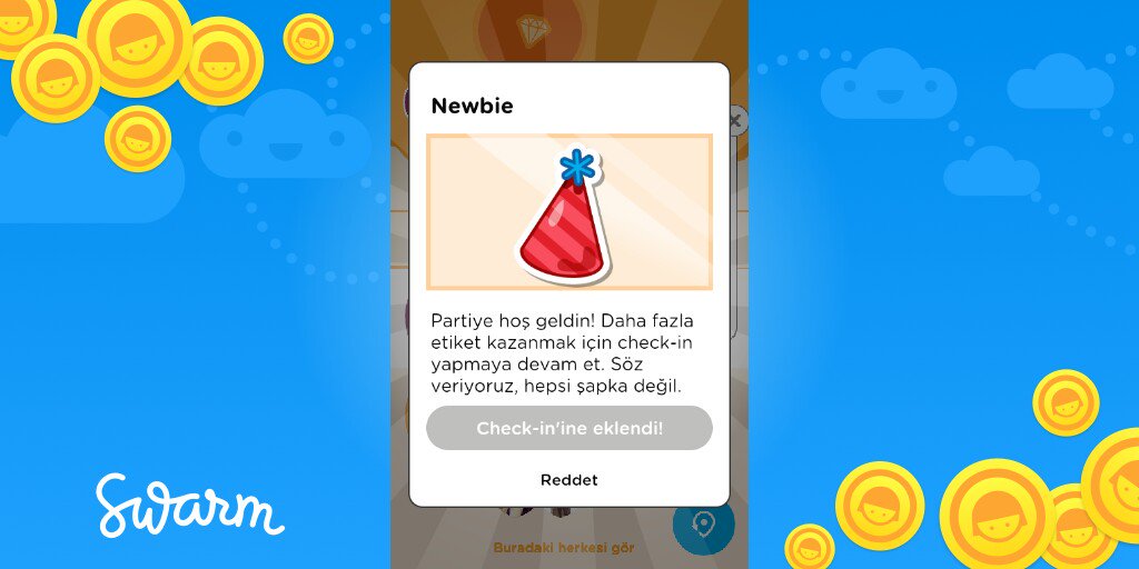 Az önce <a href="/SwarmApp/">Swarm by Foursquare</a>'da Newbie etiketini kazandım!
swarmapp.com/user/422251002…