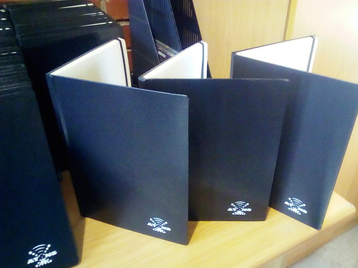 BulbAdvertising's tweet photo. Sister company 'Melokuhle holdings' does it again😄. Beautifully branded ATNS note books ready for collection. 
#theessenceofart https://t.co/HpPgOTKnFD