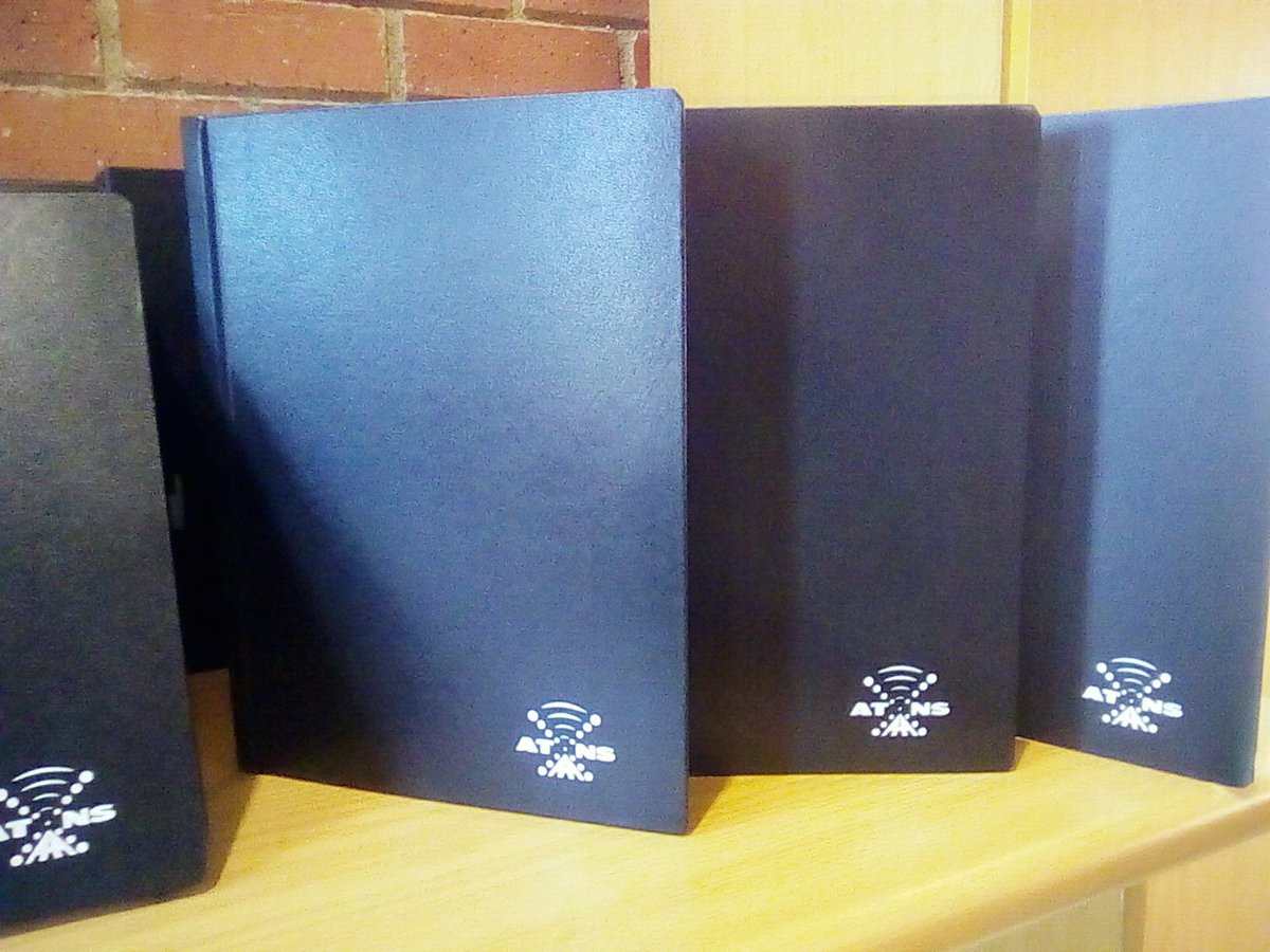 BulbAdvertising's tweet photo. Sister company 'Melokuhle holdings' does it again😄. Beautifully branded ATNS note books ready for collection. 
#theessenceofart https://t.co/HpPgOTKnFD