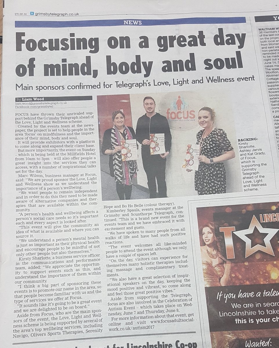 This Sunday @focus_SWP will be at <a href="/MillfieldsHote1/">Millfields Hotel</a> as the proud sponsor of <a href="/EventsHumber/">Telegraph Events</a> Love, Light and Wellness Show. <a href="/GrimsbyTel/">@grimsbytelegraph</a>