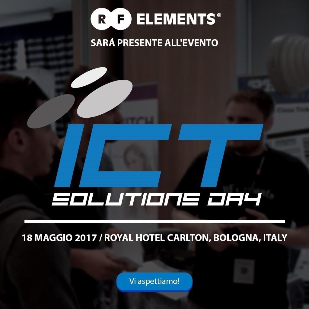 #RFelements sara presente all'evento ICT Solutions Day: 18/05/2017 a Bologna!

#ICTSolutions17 #WeHaveHorns

ict-solutions.allnet-italia.it/?page_id=939