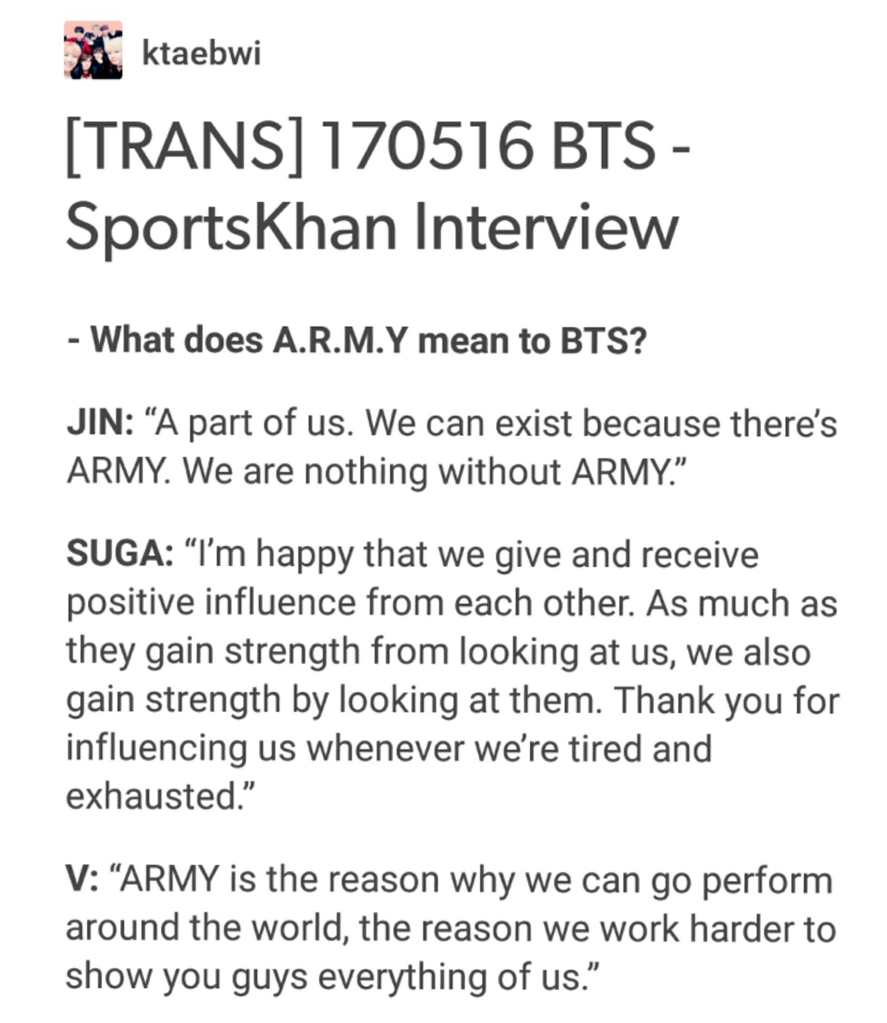 ℓunie on Twitter ""What does ARMY mean to BTS?" "A part