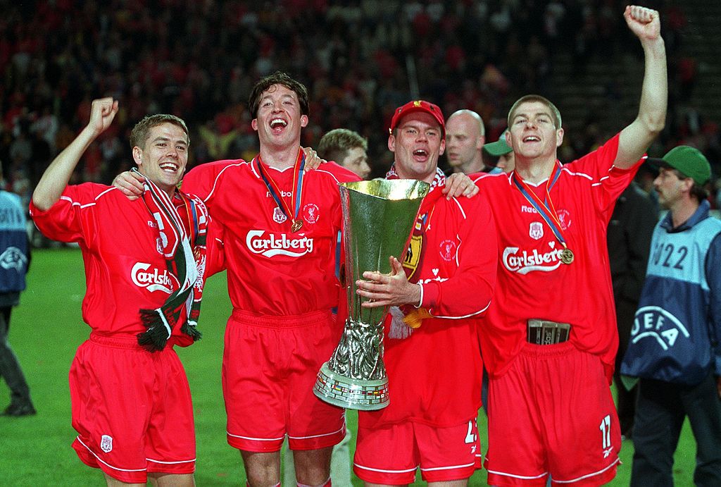 Liverpool リーボック UEFAカップファイナル2001 ジャージ Reebok - 2000/2001リバプールUEFAカップ優勝記念サイン入り