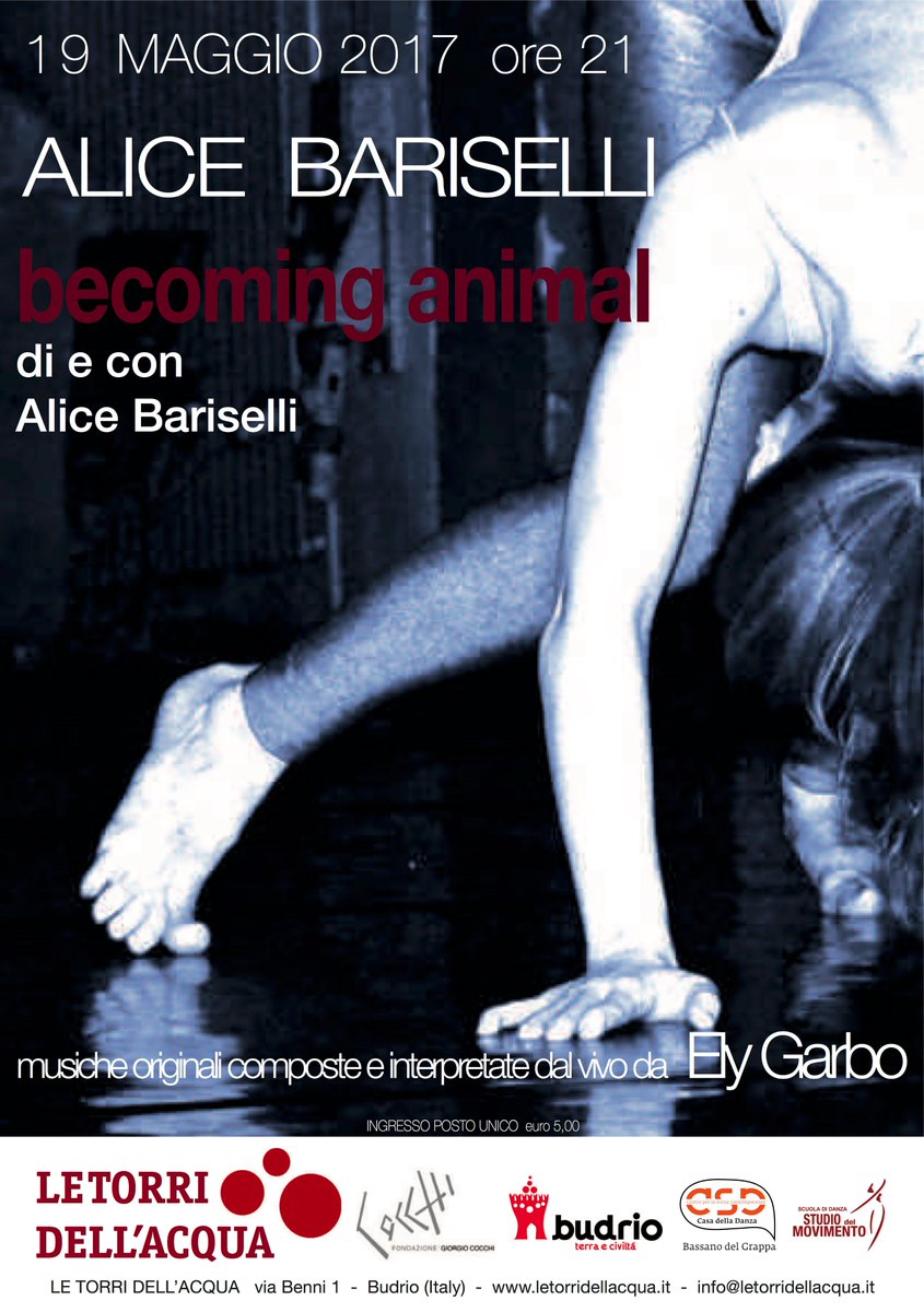 TorridellAcqua's tweet photo. Venerdì 19 maggio alle ore 21 Alice Bariselli in "Becoming Animal". Musiche originali composte e interpretate dal vivo da Ely Garbo. https://t.co/T5KSZXCni7