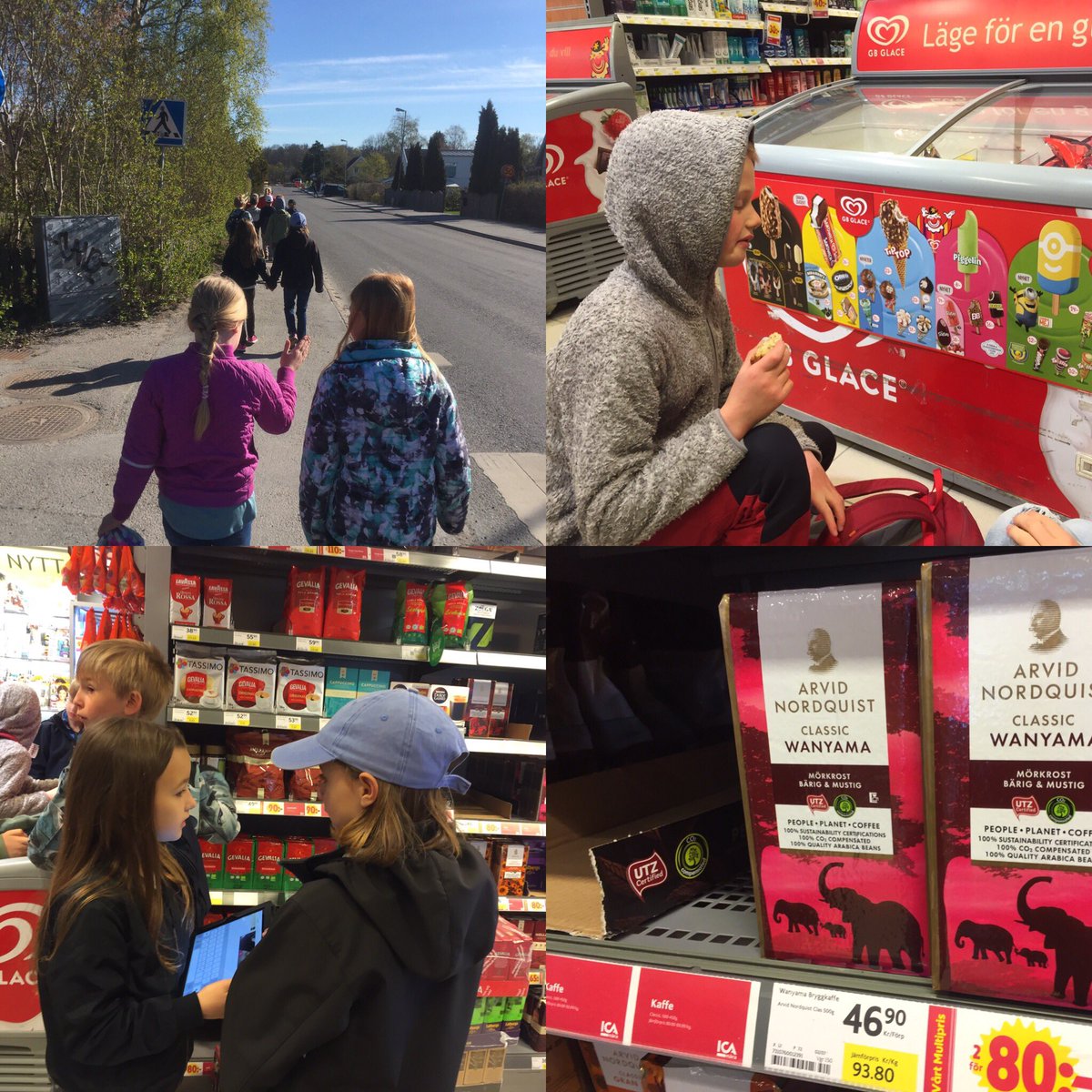 caskoglind's tweet photo. Annorlunda matematikstationer!På Ica jämför vi priser och räknar ut vad frukosten kostar. #runbacka #solskol https://t.co/YJFUcrACKJ