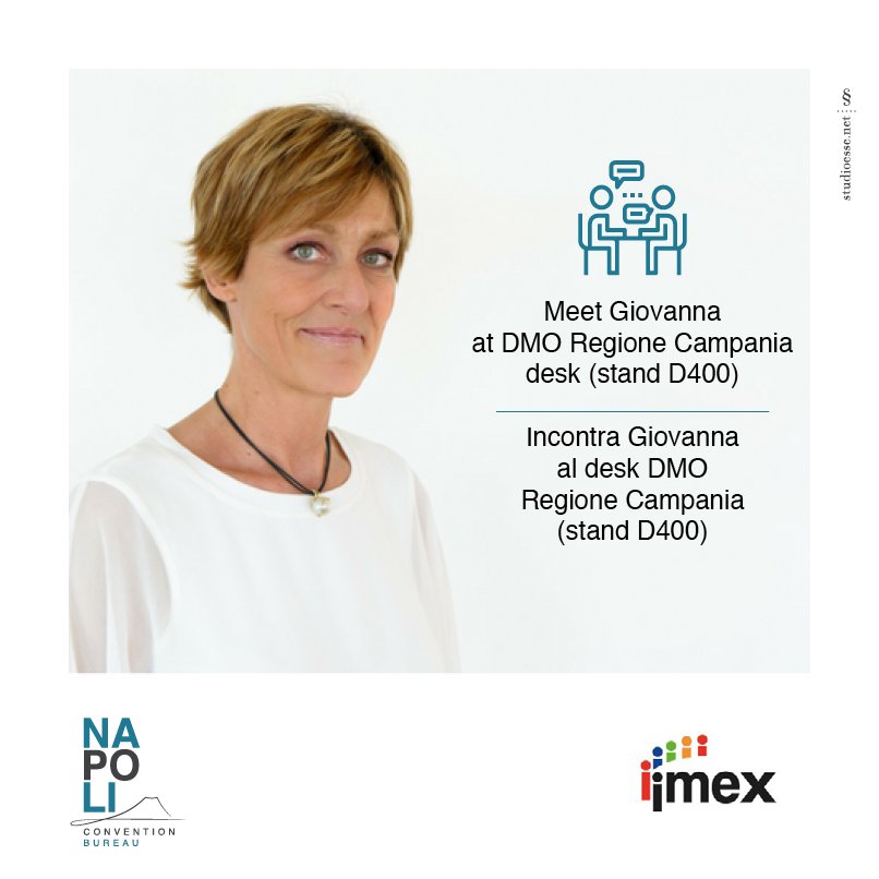 Convention Bureau Napoli (@cbnapoli) on Twitter photo Meet <a href="/lucherinig/">Giovanna Lucherini</a> at <a href="/IMEX_Group/">IMEX</a>. You can find her at DMO <a href="/Reg_Campania/">Regione Campania</a> desk, stand number D400 of <a href="/ENIT_italia/">ENIT S.p.A. 🇮🇹</a> #MeetinNaples #Imex17 Meet <a href="/lucherinig/">Giovanna Lucherini</a> at <a href="/IMEX_Group/">IMEX</a>. You can find her at DMO <a href="/Reg_Campania/">Regione Campania</a> desk, stand number D400 of <a href="/ENIT_italia/">ENIT S.p.A. 🇮🇹</a> #MeetinNaples #Imex17
