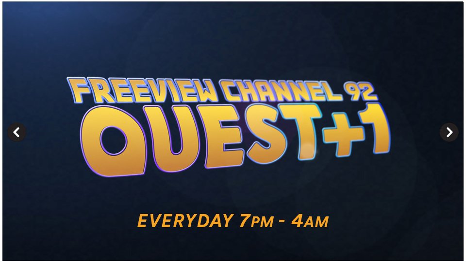 NEWS! QUEST +1 will be extended from 7pm to 4am from 1st June on Freeview channel 92! 🕢⏩🎉 #questplusone