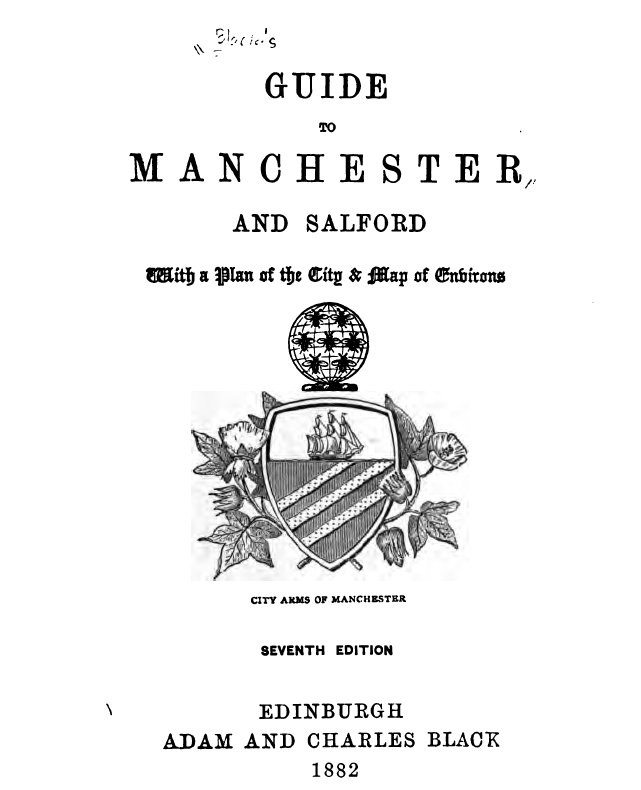 Keeping it local on today's edition of Jenna's #digitalbookshelf: Guide to #Manchester & #Salford, 7th ed, 1882. Notice the bees!