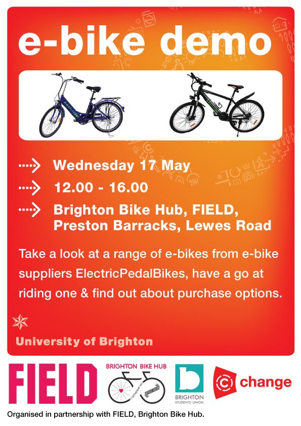 Brighton Bike Hub (@brightonbikehub) on Twitter photo come along to <a href="/BrightonBikeHub/">Brighton Bike Hub</a> <a href="/FieldBTN/">Preston Barracks Brighton</a> tomorrow 12pm - 4pm drop in for our electric bike demo. Fast, Free and fun to have a go! @_cchange_ come along to <a href="/BrightonBikeHub/">Brighton Bike Hub</a> <a href="/FieldBTN/">Preston Barracks Brighton</a> tomorrow 12pm - 4pm drop in for our electric bike demo. Fast, Free and fun to have a go! @_cchange_