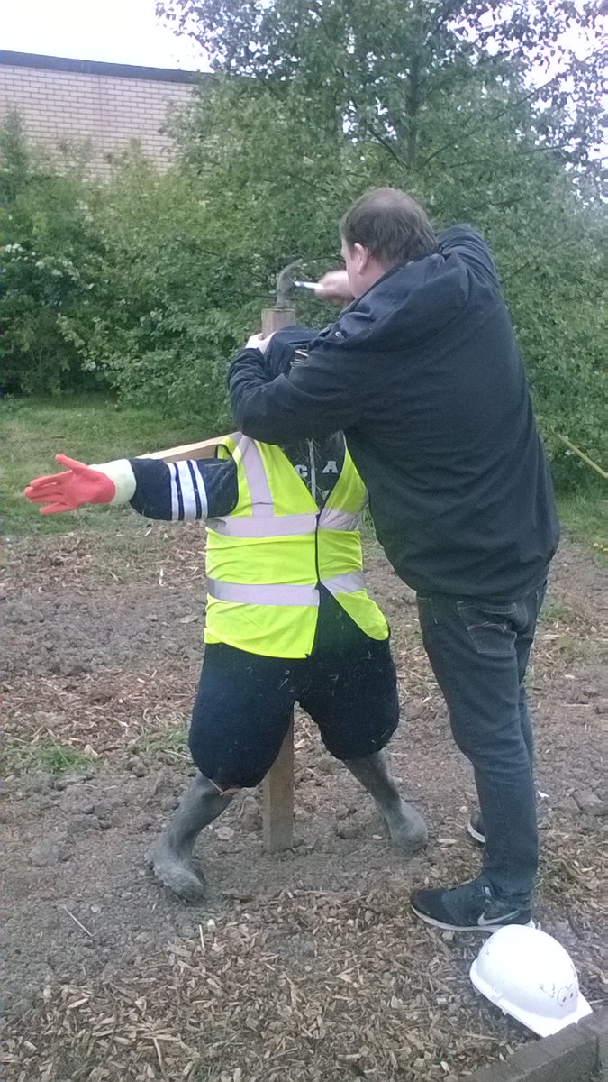 Meet Steve. He's the new security scarecrow/foreman on the allotment @ the hub. He's been stood there since Friday. Don't mess with steve!