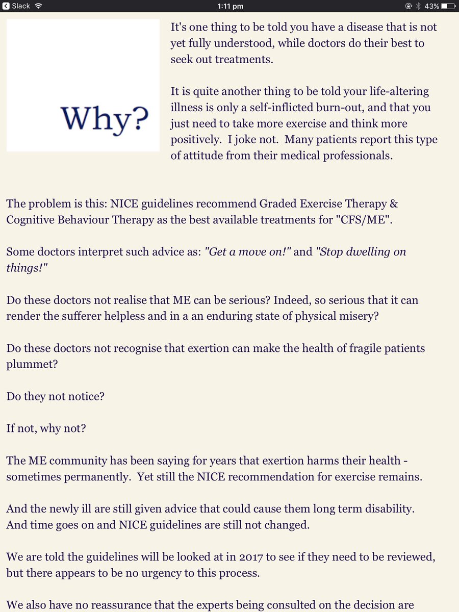 stopGETteam's tweet photo. Why? Many questions to be asked about #NICEguidelines and #MyalgicE #PatientExperience
https://t.co/i6WPHOeahe via @KeelaToo #May12BlogBomb https://t.co/EohRjBPq1K