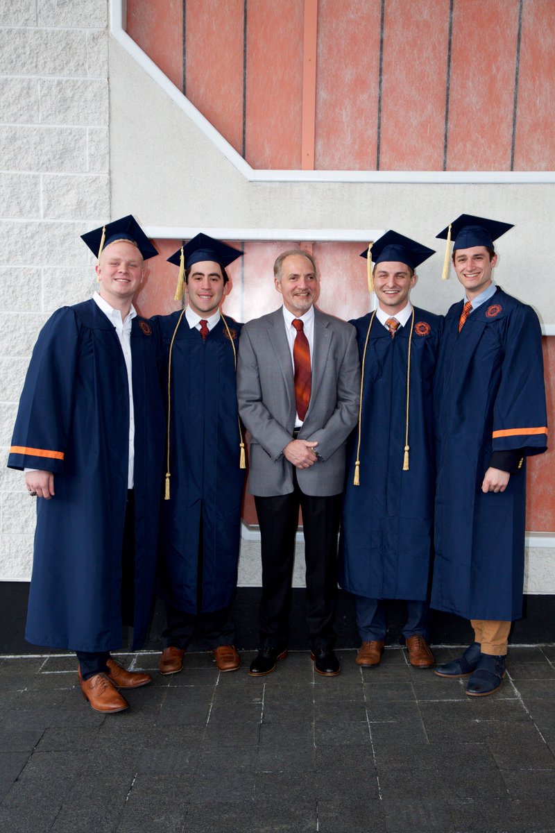 SPM director Michael Veley (center) with Class of 2017 seniors (from left) Jack Overdyk, Jeff Maizes, Ben Horwitz and Nick Parauda.