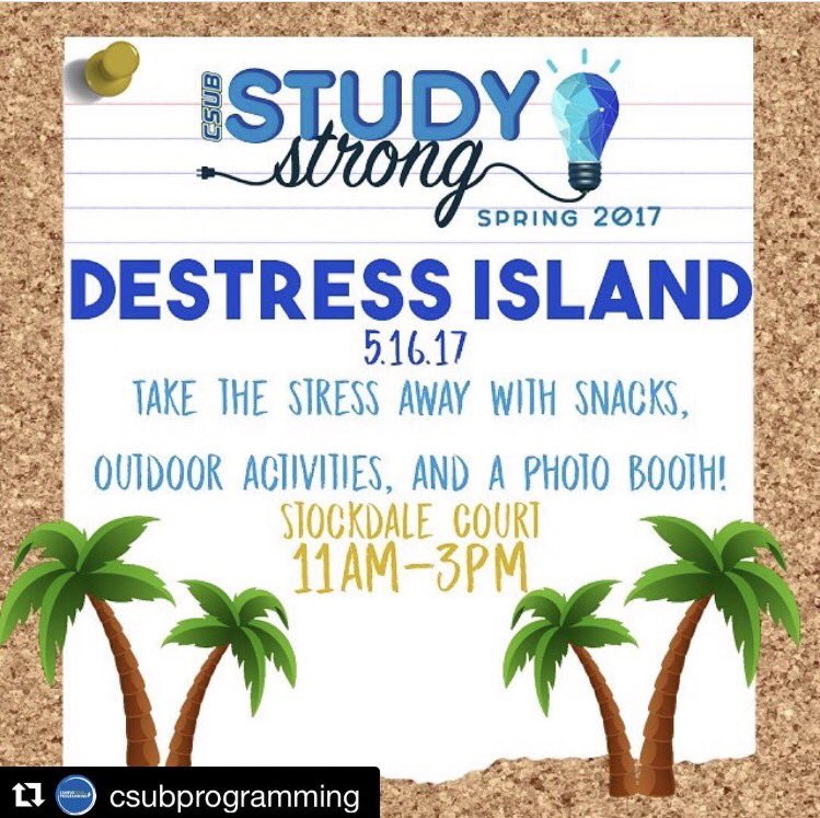 CSUBakersfield's tweet photo. #CSUBstudystrong getting you through finals!! Come out and destress #Runners! 😁📚 https://t.co/FU5aECG4rN